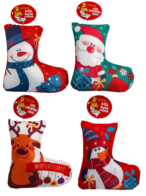 Dog Plush Stocking Toys - 4 Holiday Styles